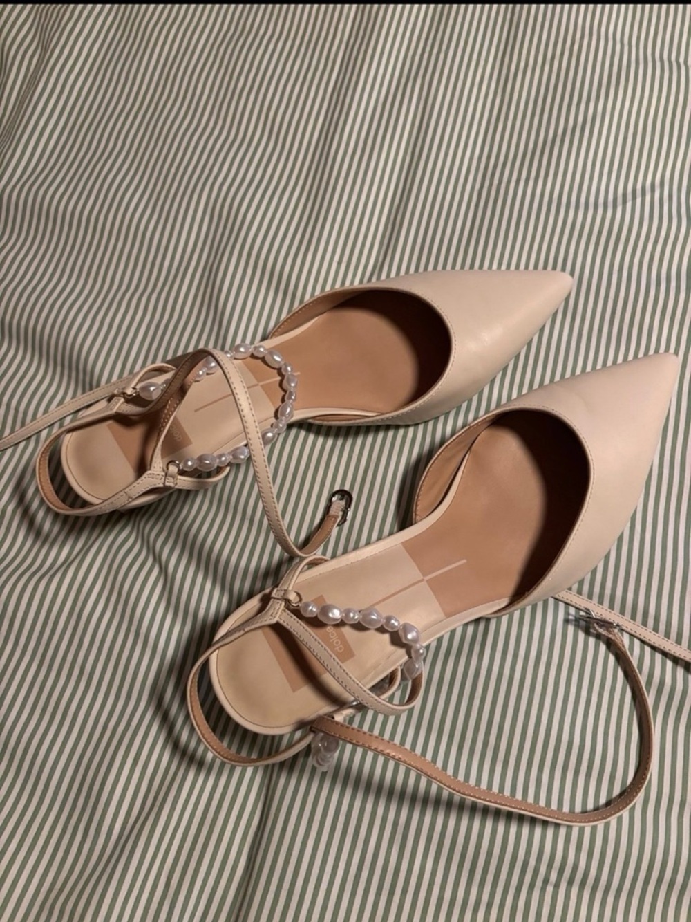 Dolce Vita Pearl-Strap Pointed-Toe Flats - Beige